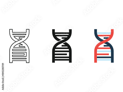 Dna double helix structure illustration set