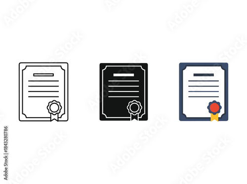 Set of certificate icons with different colors and designs