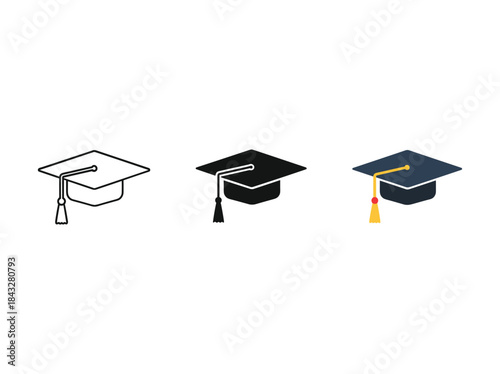 Graduation cap icons set