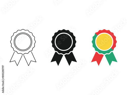 Collection of different style ribbon and medal icon