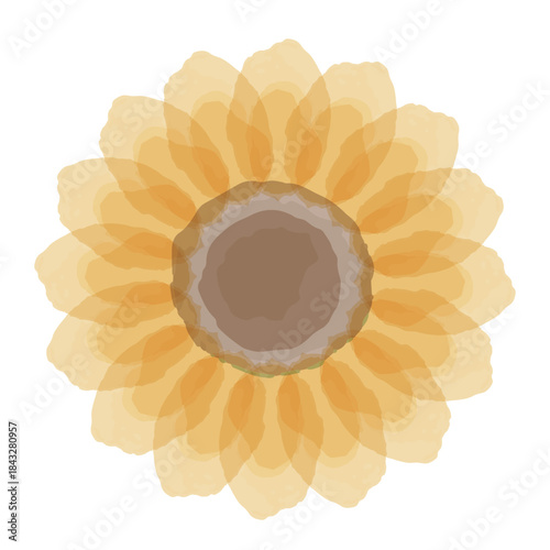 やさしいひまわり水彩シリーズ｜ひまわりの花（単体） / Gentle Sunflower Watercolor Series – Sunflower Flower