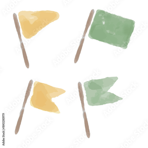 やさしいひまわり水彩シリーズ｜カラーフラッグセット / Gentle Sunflower Watercolor Series – Color Flag Set