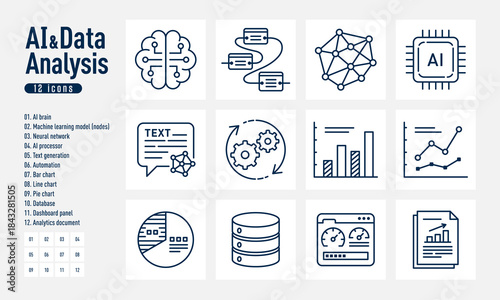AI and Data Analysis Business Icon Set