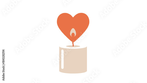 Heart Shaped Candle Burning Brightly Symbolizing Love and Warmth.