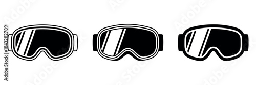 Skiing Goggles Icon Set – Winter Sport Eyewear in Clean Minimal Vector Style