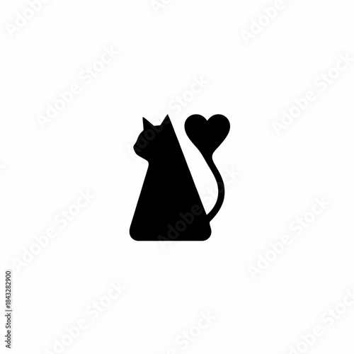 Black cat silhouettes with heart tails feline love icon perfect for pet animal companion cute affection or whimsical romantic design