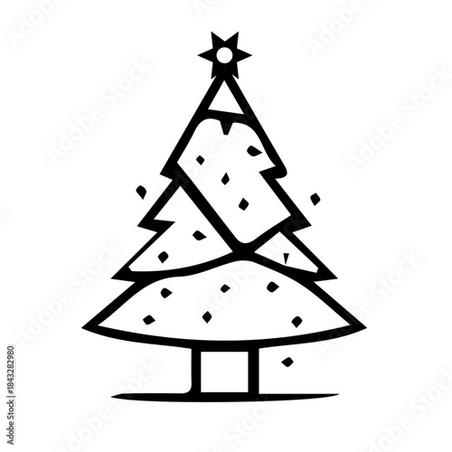 Festive Tree Illustration: A simplified illustration of a Christmas tree adorned with ornaments, capturing the spirit of the holiday season and the joy it brings.