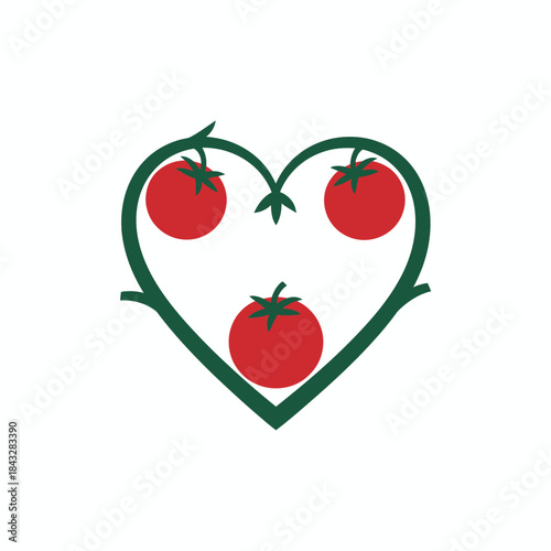 Black outline heart shape with three red apples healthy love icon perfect for nutrition wellness fruit diet or wholesome food lifestyle design