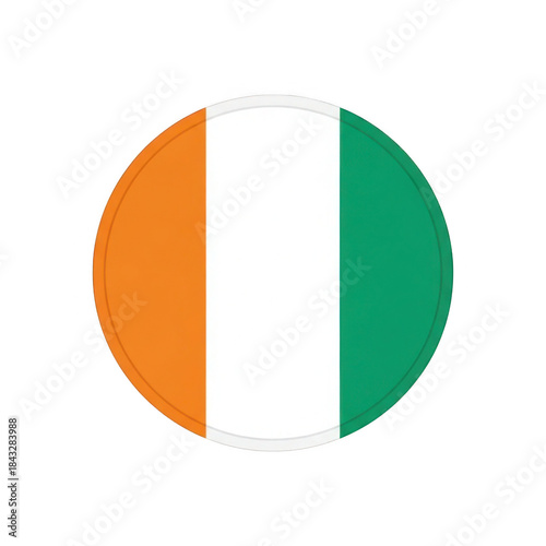 Circular ivory coast flag emblem with vertical orange white and green stripes isolated on transparent background Free Download Circular ivory coast flag emblem with vertical orange white and green stripes isolated on transparent background - GFXLoad