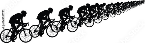 A continuous black silhouette sequence showing a male runner's full stride and motion, symbolizing speed, fitness, training, and athletic competition.