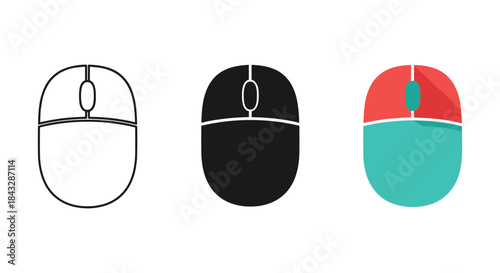 Computer mouse icons in different colors and styles