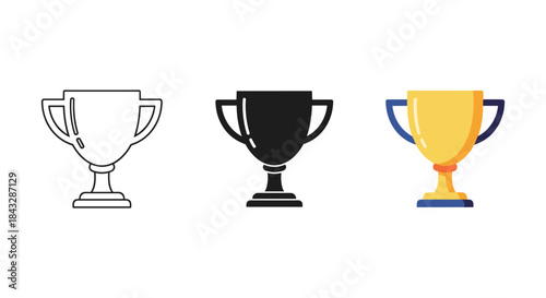 Trophy icons in different styles and colors