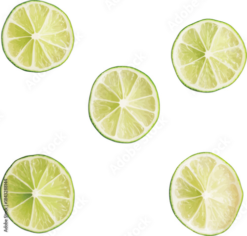 Fresh Green Lime Slices citrus fruit