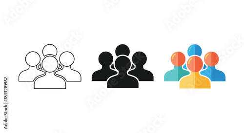 Group of people icons in different styles
