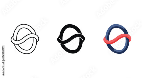 Three variations of mobius strip logo design