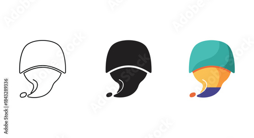 Three different logo designs for headwear or headgear