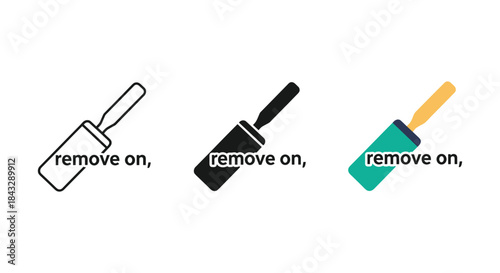 Paint roller illustration set with remove on text