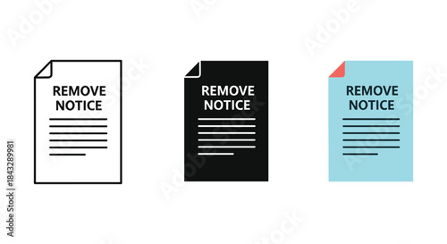 Remove notice document icon set in different colors