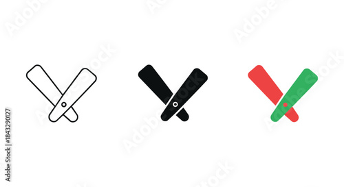 Scissors icon set in different style and color