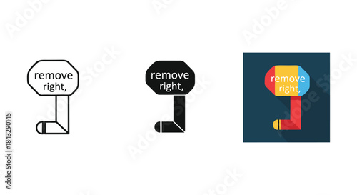 Key icon designs with remove right instruction