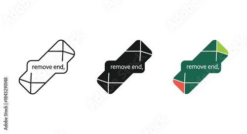 Three geometric shapes with remove end text
