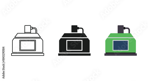 Collection of coffee maker icons in various colors and styles