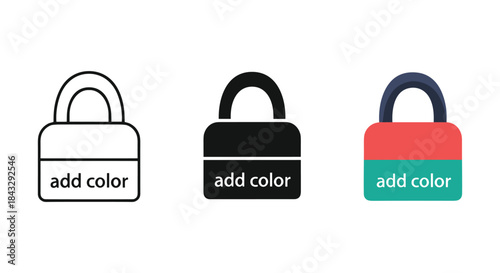 Padlock icon set with color options
