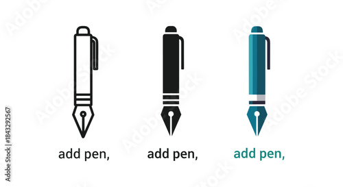 Fountain pen icons in various colors and styles