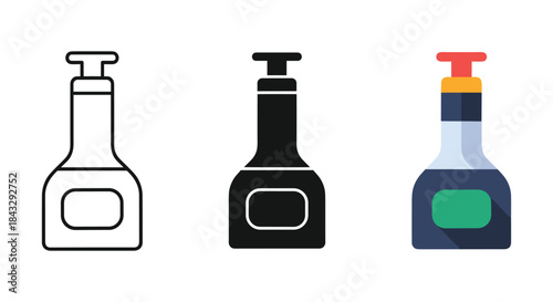 Soap dispenser icons in different styles