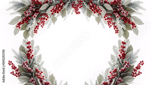 Flocked Holiday Wreath with Red Berries