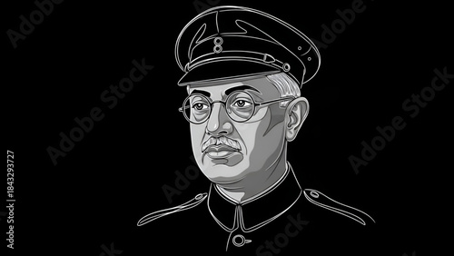 Republic Day Indian freedom leader Subhash Chandra Bose portrait art on 26 January and 15 August showing independence spirit army vision courage patriotism honor unity history