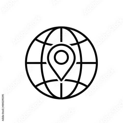 Global location pin icon representing international navigation and mapping