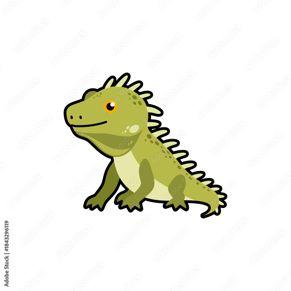 Fototapeta premium Cute green iguana cartoon character