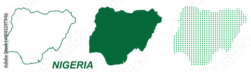 Nigeria Map Vector Set, West Africa Outline Silhouette Dotted Shapes, Nigeria Country Infographic Template, Editable EPS Nigeria Geography