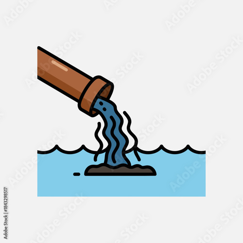 Sewage pipe discharging into water, causing pollution.