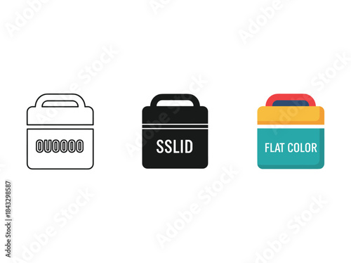 Collection of lunch box icons in different styles