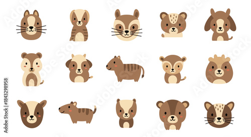 Cute Animal Faces: A Collection of Adorable Cartoon Characters.