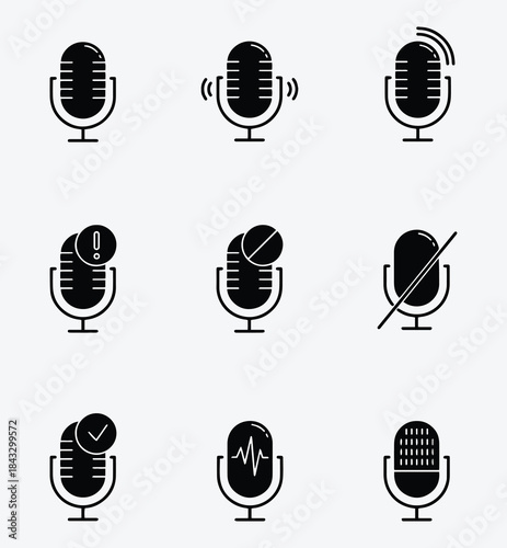 Sound Recorder Glyph Icons Collection