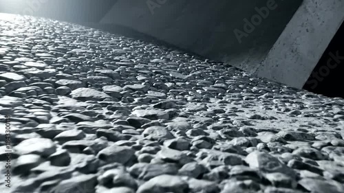 Abstract view of textured concrete surface with dramatic lighting effects