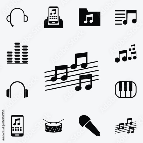 Editable MP3 Icon Set Vector