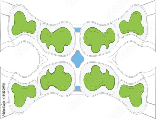 Isolated Vector Diagram of Baby Diaper Absorbent Core Layers in Green and Blue isolated PNG with Transparent Background