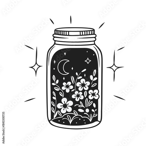 An isolated glass jar of transparent red jam in a white pot container object