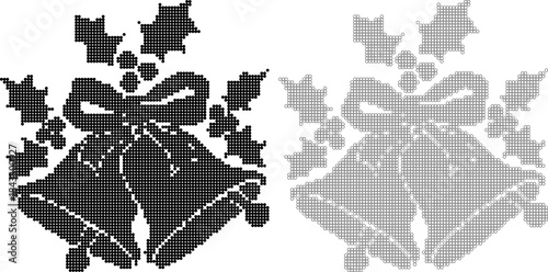 Christmas Bells with Holly on White Background