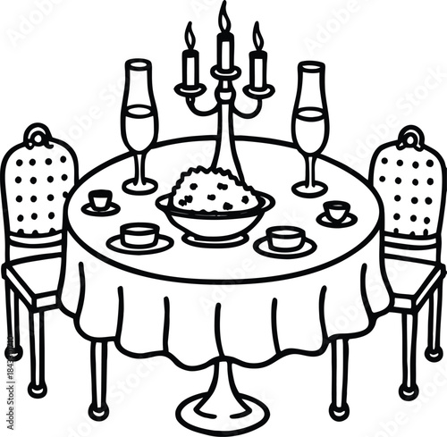 Birthday cake with candles vector illustration and celebration wine bottle and glass set symbol