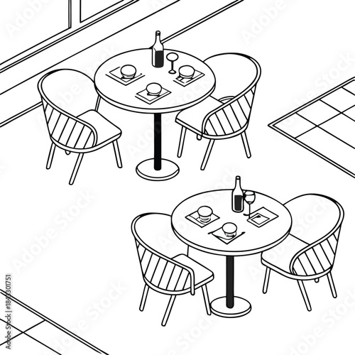 Kids enjoy playing in the park while a set of empty wooden cafe chairs sits nearby, ready for coffee