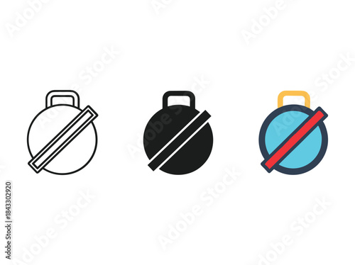 Set of three prohibition sign icons in different styles