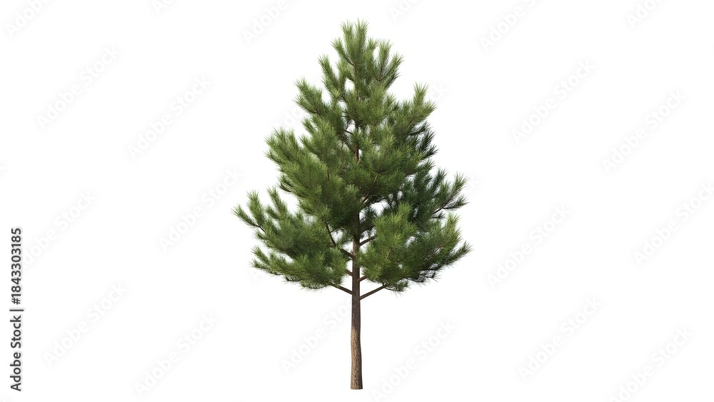 Fototapeta premium Pine tree on a seamless white background.