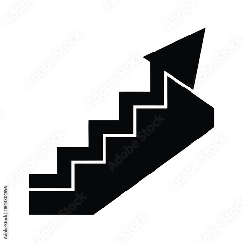 Stairs With Upward Arrow Icon Vector Illustration