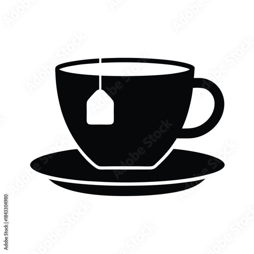 Tea Cup With Tea Bag On Saucer Icon Vector Illustration