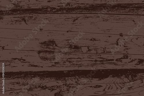 Detailed illustration of brown rustic wooden planks with distressed grunge texture. Features scratches, cracks, and worn natural details, ideal for vintage, retro, or abstract design backgrounds.